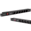 Pistorasialista RACK 19 1U QOLTEC PDU 16A 6xSCHUKO 1,8 m