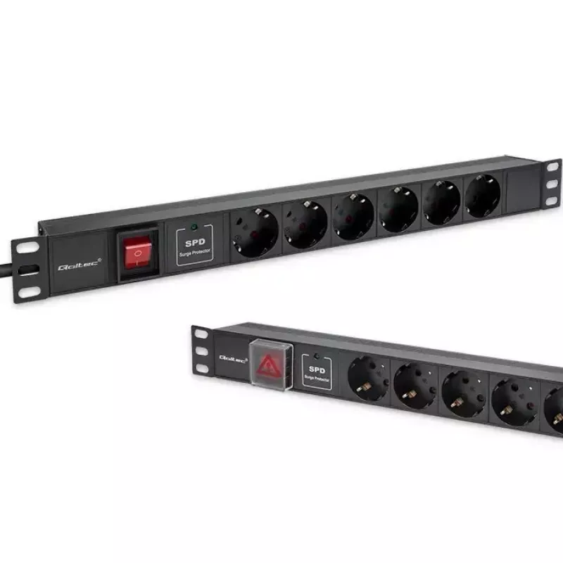 Pistorasialista RACK 19 1U QOLTEC PDU 16A 6xSCHUKO 1,8 m