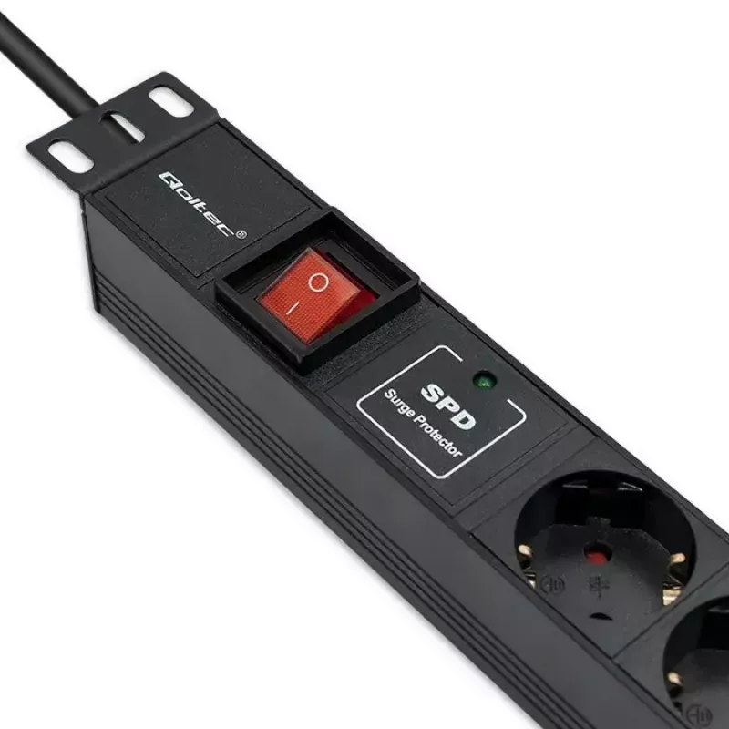Pistorasialista RACK 19 1U QOLTEC PDU 16A 6xSCHUKO 1,8 m