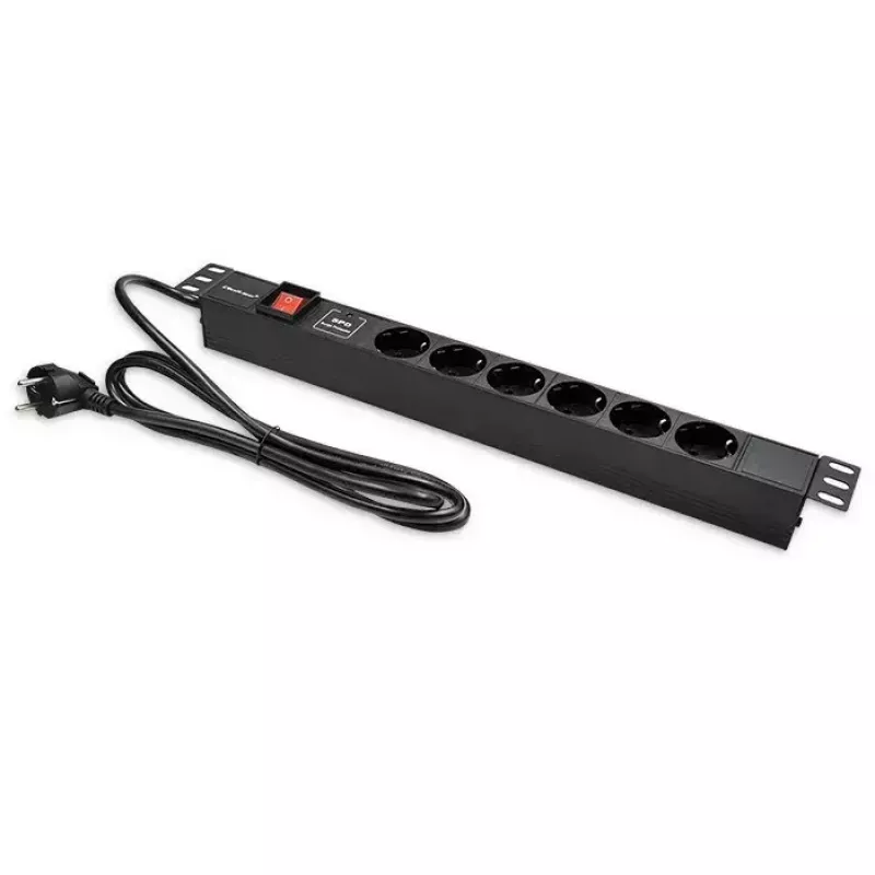 Pistorasialista RACK 19 1U QOLTEC PDU 16A 6xSCHUKO 1,8 m