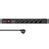Pistorasialista RACK 19 1U QOLTEC PDU 16A 6xSCHUKO 1,8 m