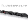 Pistorasialista RACK 19 1U QOLTEC PDU 16A 6xSCHUKO 1,8 m
