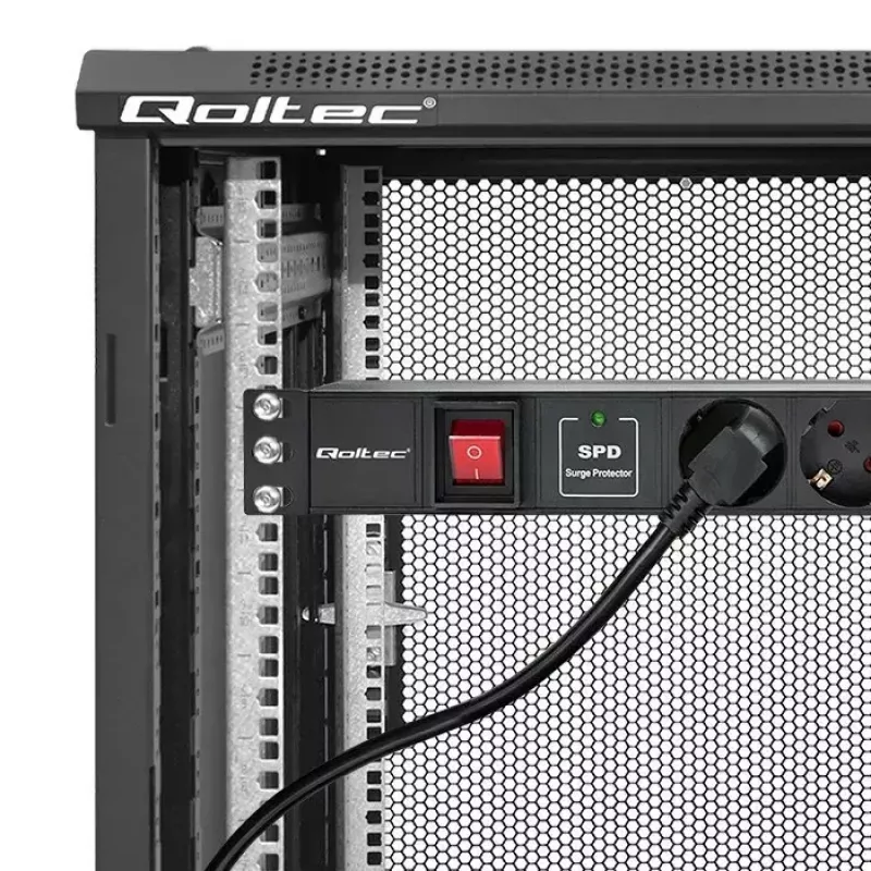 Pistorasialista RACK 19 1U QOLTEC PDU 16A 6xSCHUKO 1,8 m