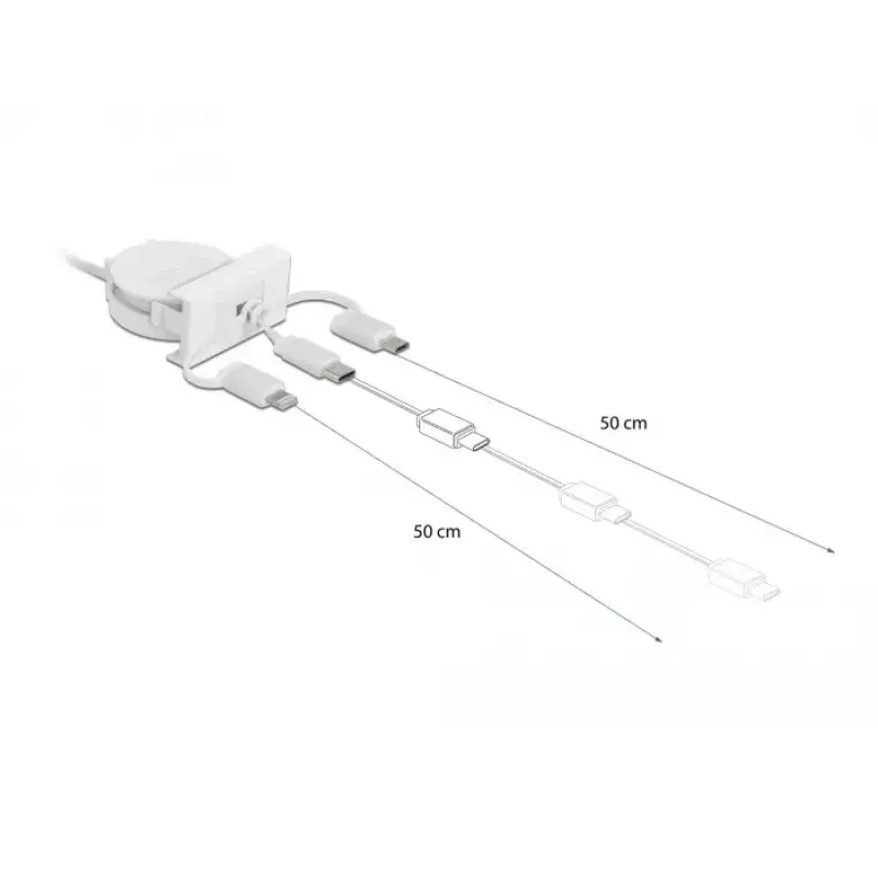 DeLOCK Easy 45 -moduuli USB 2.0 3-in-1 sisäänvedettävä kaapeli 0,5 m