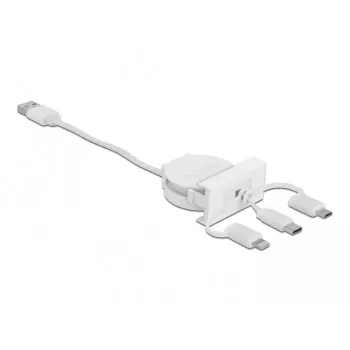 DeLOCK Easy 45 -moduuli USB 2.0 3-in-1 sisäänvedettävä kaapeli 0,5 m