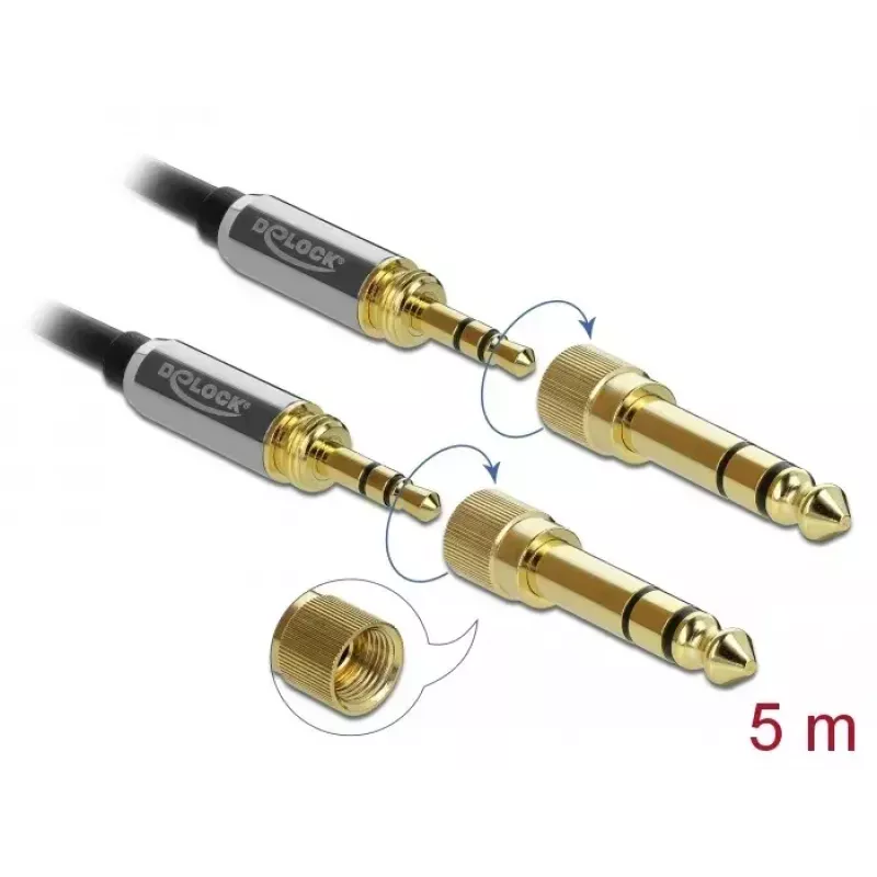 Audiokaapeli DeLOCK 85788 5 m 3,5 mm musta harmaa