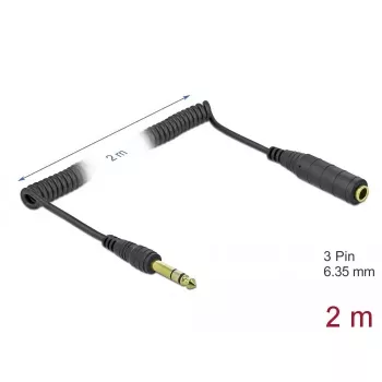 Audiokaapeli DeLOCK 85938 2 m 6,35 mm musta