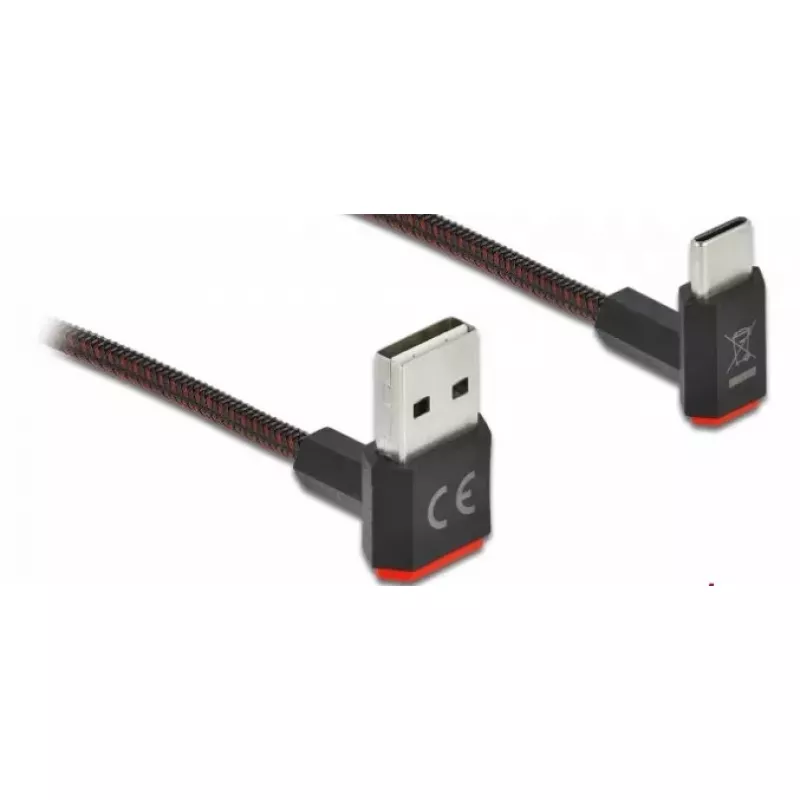 USB-kaapeli DeLOCK EASY-USB 2.0 Type-A uros Type-C uros kulma 1 m musta