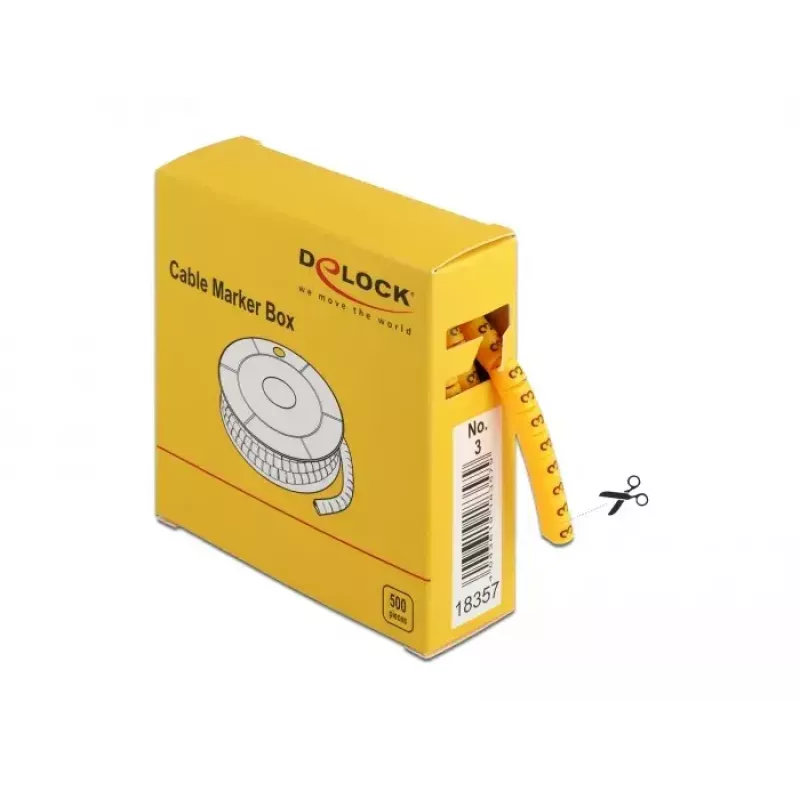 Kaapelimerkitsin DeLOCK 18357 keltainen 500 kpl