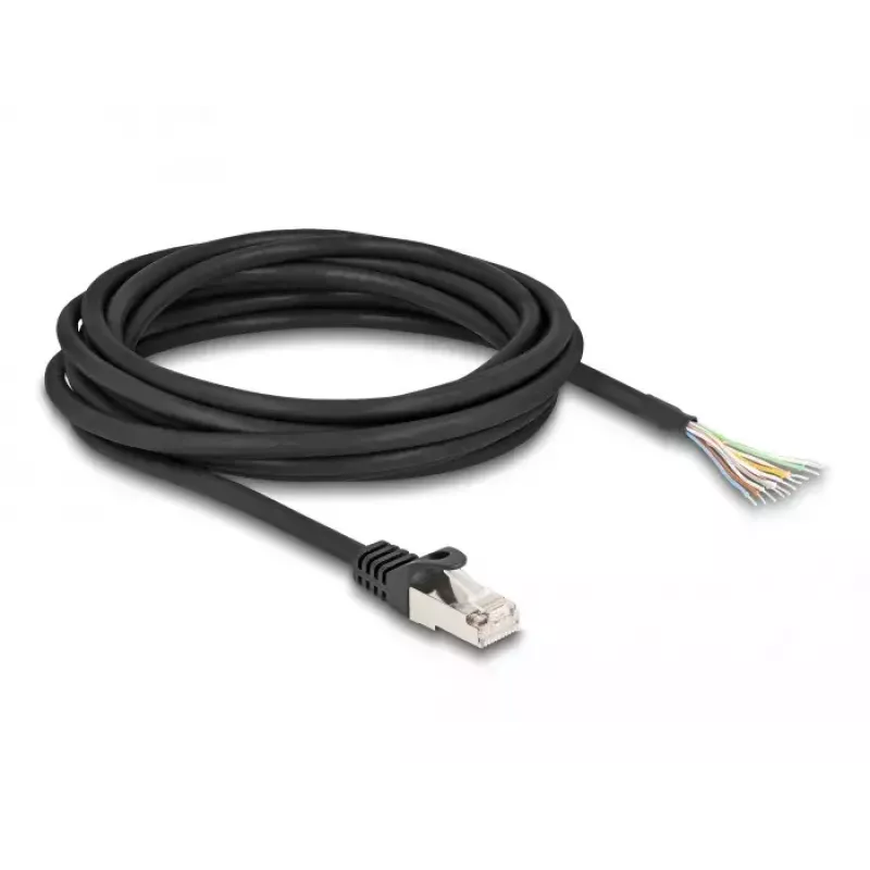 DeLOCK kaapeli RJ50-uros - avoimet kaapelipäät S/FTP 5 m musta