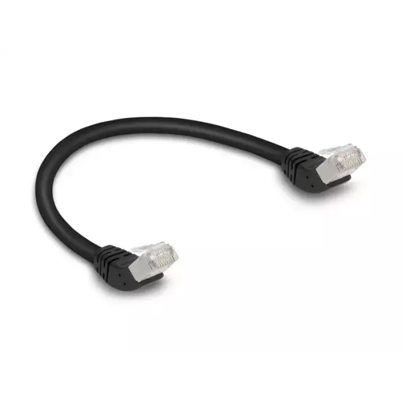 Verkkokaapeli DeLOCK RJ45 Cat.6A S/FTP 45° kulma 0,25 m musta
