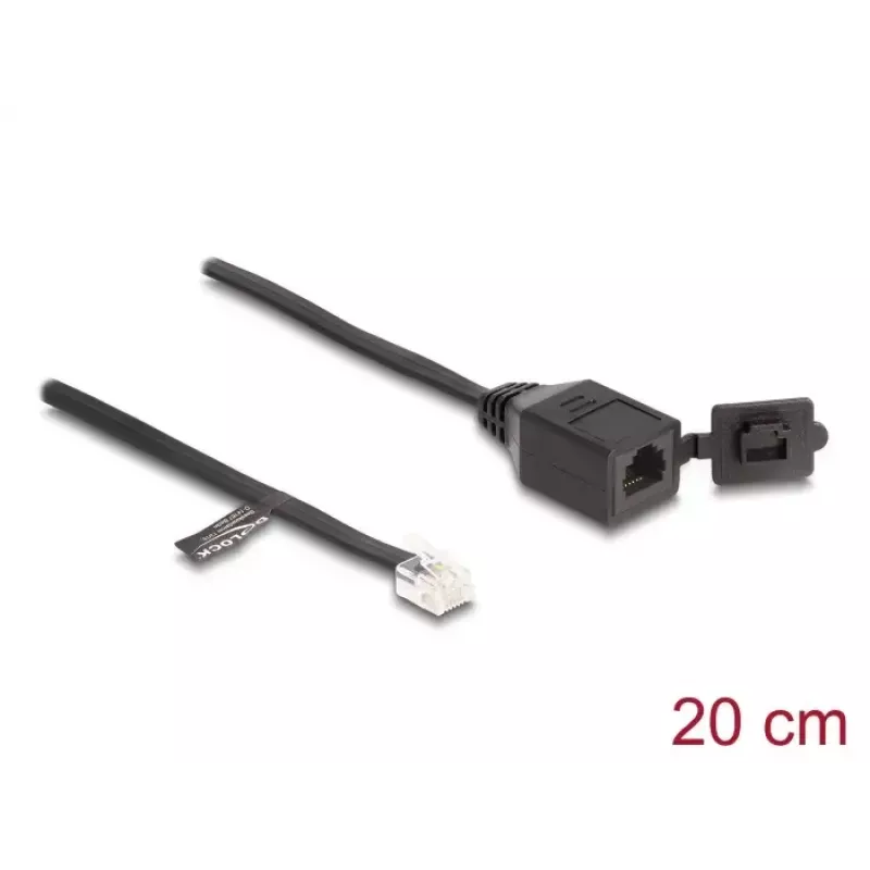 DeLOCK kaapeli RJ12-uros - RJ12-naaras 20 cm musta