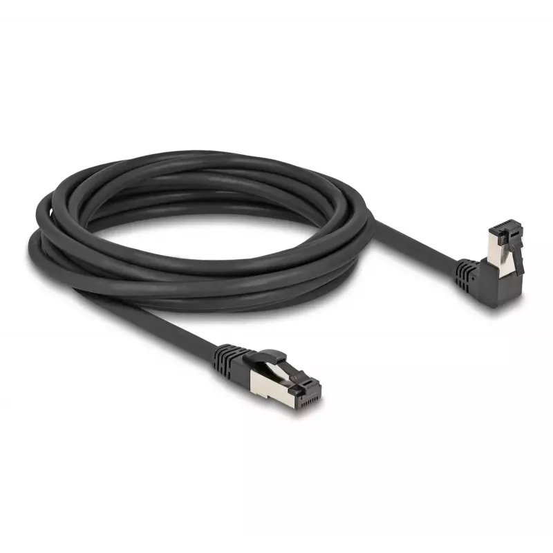 Verkkokaapeli DeLOCK RJ45 Cat.8.1 90° alas kulma / suora 5 m musta