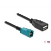 Koaksiaalikaapeli DELOCK 90703 — HSD Z - USB A, 1 m, musta/sininen
