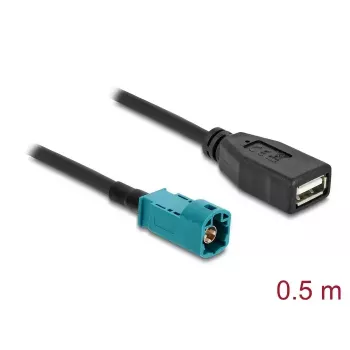 Koaksiaalikaapeli DELOCK 90702 HSD Z - USB A, 0,5 m, musta/sininen