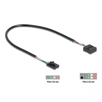 Sisäinen USB-kaapeli DELOCK 83025 — USB 2.0 4-pin - 10-pin, 0,03 m, musta