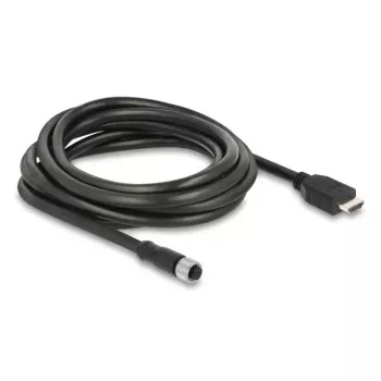 DELOCK M12 A-koodattu 17-napainen (naaras) HDMI (uros) -kaapeli 3 m