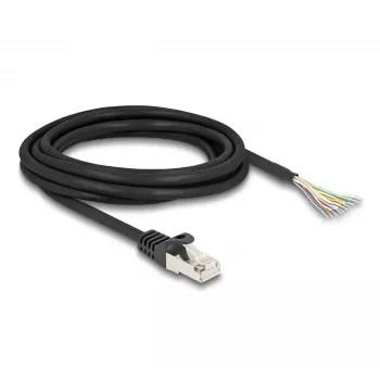 DeLOCK kaapeli RJ50 uros - avoimet johdinpäät S/FTP 3 m musta