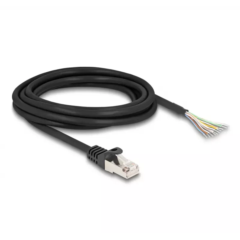 DeLOCK kaapeli RJ50 uros - avoimet johdinpäät S/FTP 3 m musta