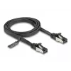 Verkkokaapeli DeLOCK RJ45 litteä patch-kaapeli uros-uros Cat.8.1 1 m musta