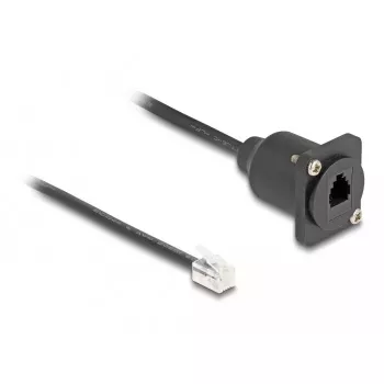 DeLOCK D-Type RJ10 kaapeli uros - naaras musta 30 cm