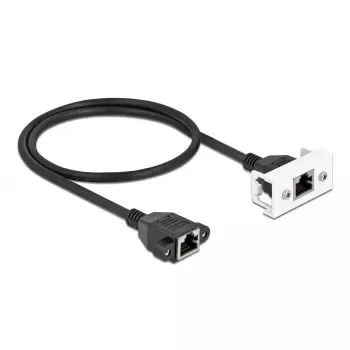 DeLOCK verkko-jatkokaapeli Cat.6A 50 cm S/FTP RJ45 musta