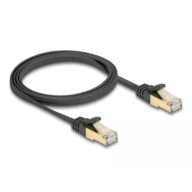 Verkkokaapeli DeLOCK RJ45 litteä 1 m Cat6A musta