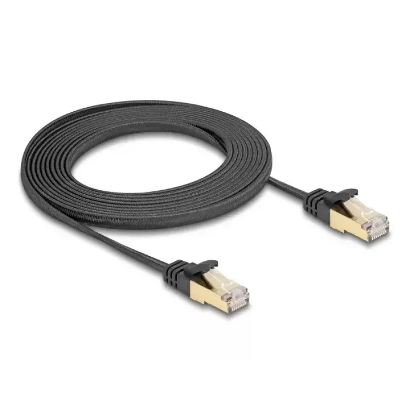 Verkkokaapeli DeLOCK RJ45 litteä 3 m Cat6A musta