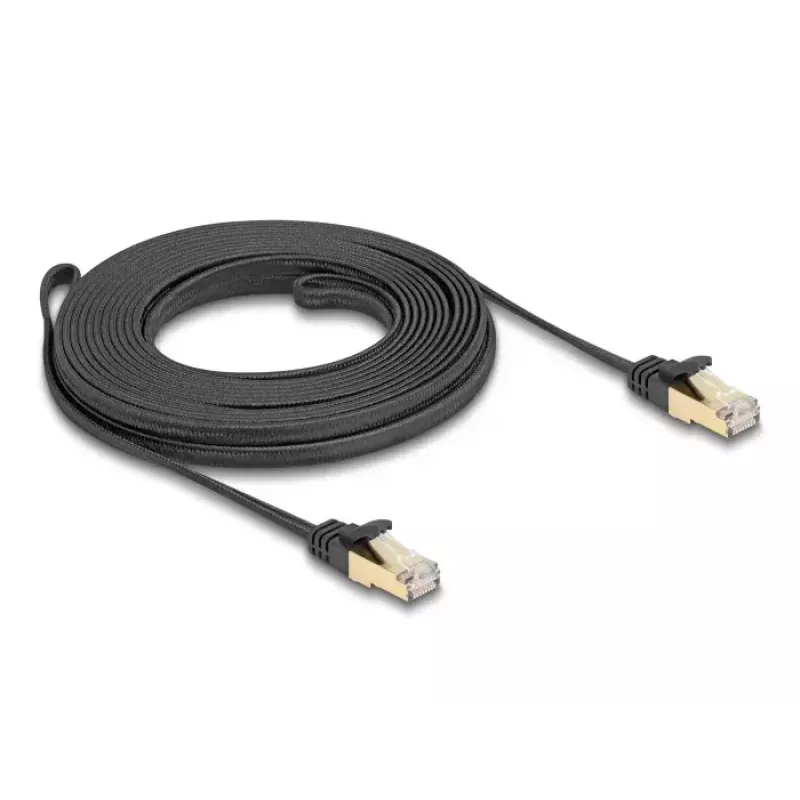 Verkkokaapeli DeLOCK RJ45 litteä 7,5 m Cat6A U/FTP musta