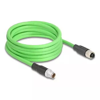Verkkokaapeli DeLOCK M12-kaapeli X-koodattu 8-napainen uros naaras PUR (TPU) 1 m