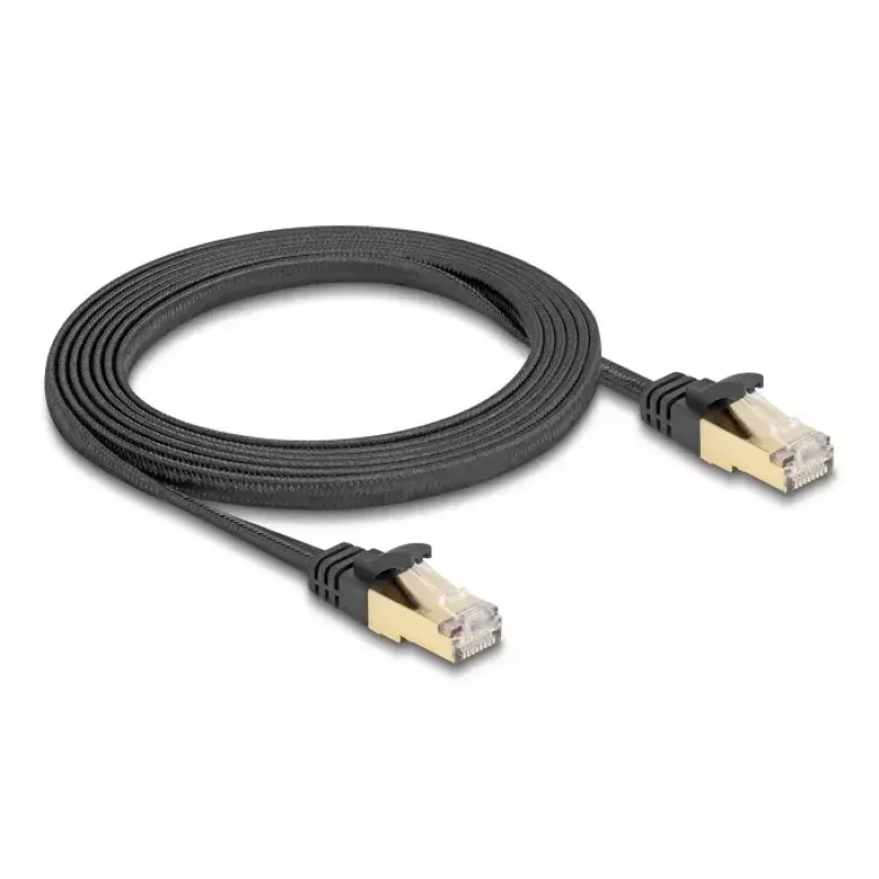 Verkkokaapeli DeLOCK RJ45 litteä Cat.6A 2 m musta