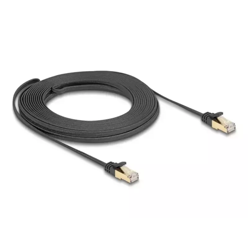 Verkkokaapeli DeLOCK RJ45 litteä 10 m Cat6A musta