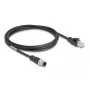 Verkkokaapeli DeLOCK M12-kaapeli D-koodattu 4-napainen uros RJ45-uros Cat5e 2 m musta