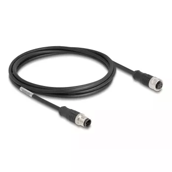 Verkkokaapeli DeLOCK M12-kaapeli D-koodattu 4-napainen uros naaras Cat5e 2 m musta