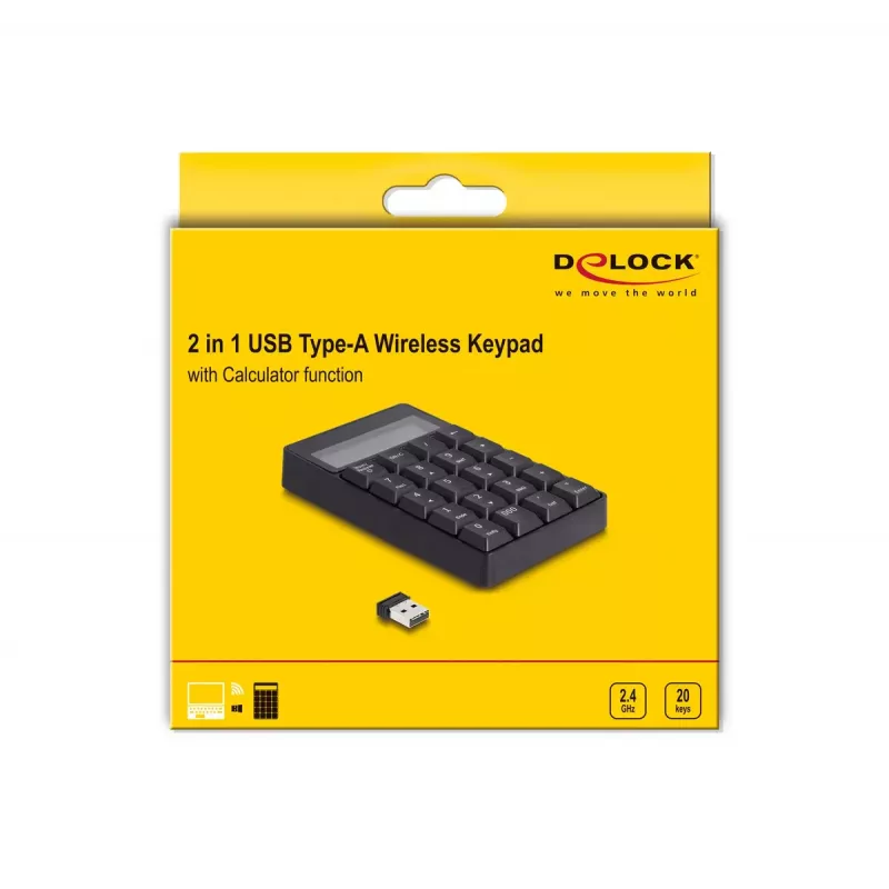 Numeronäppäimistö DeLOCK 12113 USB musta 20 näppäintä yleismallinen