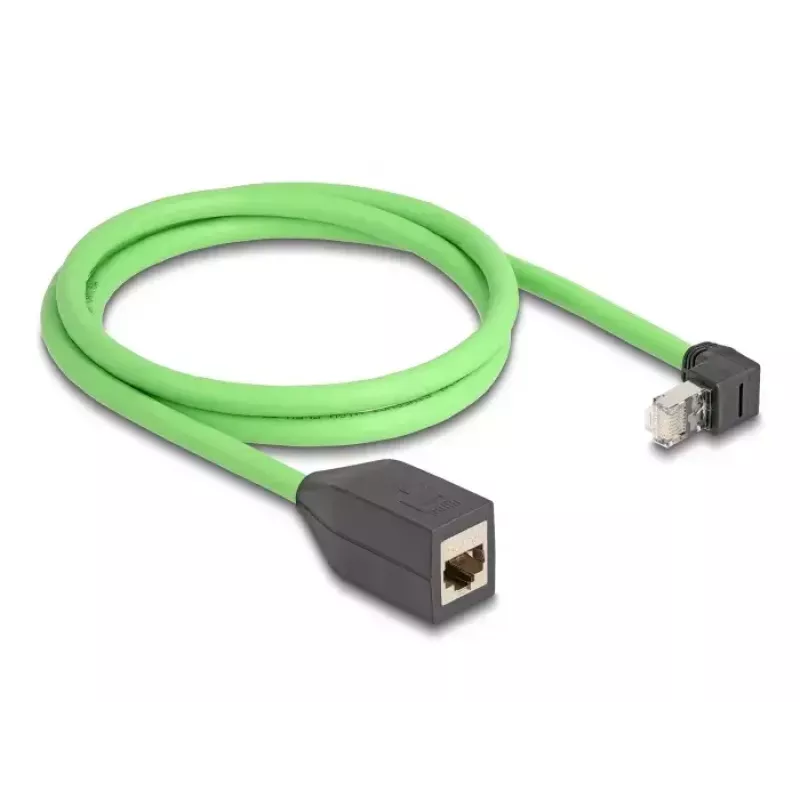 Verkkokaapeli DeLOCK RJ45 Cat.6A uros ylöspäin kulma naaras 1 m vihreä