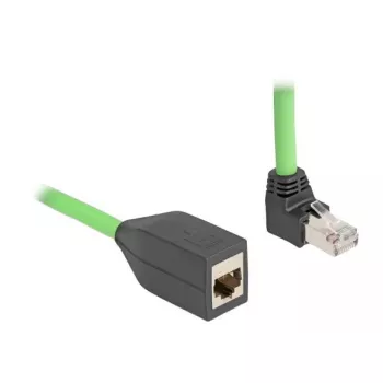 Verkkokaapeli DeLOCK RJ45 Cat.6A uros ylöspäin kulma naaras 1 m vihreä