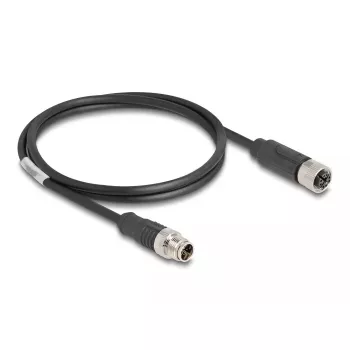 Verkkokaapeli DeLOCK M12 -kaapeli X-koodattu 8-napainen uros naaras Cat5e 1 m musta