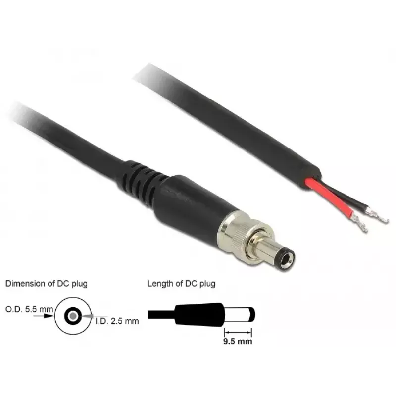 Virtakaapeli DeLOCK 89908 musta 0,95 m