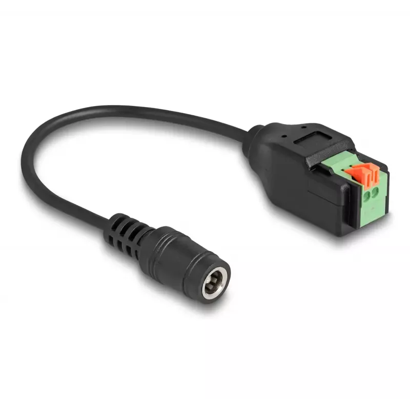 DeLOCK DC 2,1 x 5,5 mm plugi 2-napaiseen liitinrimaan sovitin 15 cm