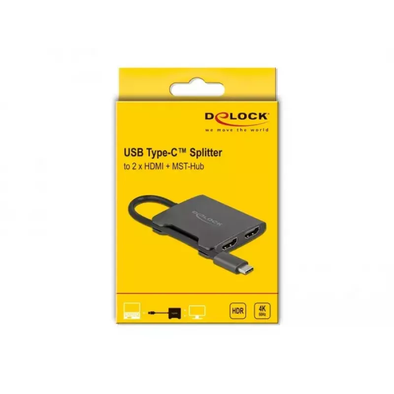 DeLOCK USB Type-C -jakaja DP Alt Mode - 2 x HDMI MST 4K 60 Hz