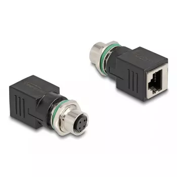 DeLOCK M12-sovitin D-koodattu 4-napainen naaras – RJ45-naaras suora