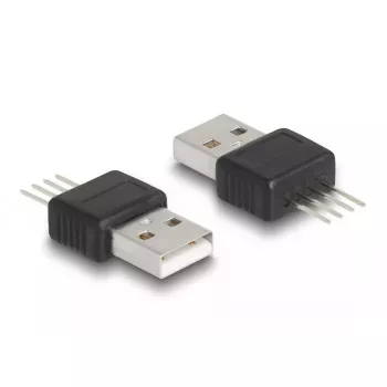 DeLOCK sovitin USB 2.0 Type-A uros 4-napainen musta hopea 5V