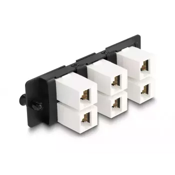 DeLOCK Keystone-sovitinpaneeli 6-osainen musta litteä RJ-45