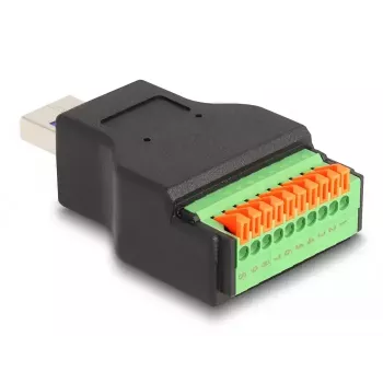 DeLOCK USB 3.2 Gen 1 Type-A -pistoke naar riviliitin -sovitin painonapilla