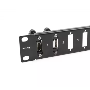 DeLOCK 19 tuuman paneeli sovittimille 16 porttia musta rack-asennus 1U