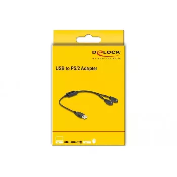 DeLOCK 61061 PS/2-kaapeli 0,43 m 2x 6-pin Mini-DIN USB A musta