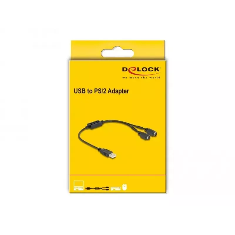 DeLOCK 61061 PS/2-kaapeli 0,43 m 2x 6-pin Mini-DIN USB A musta