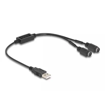 DeLOCK 61061 PS/2-kaapeli 0,43 m 2x 6-pin Mini-DIN USB A musta