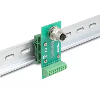 DeLOCK M12-siirtomoduulisovitin 8-pin A-koodattu liitin naar 9-napainen riviliitin
